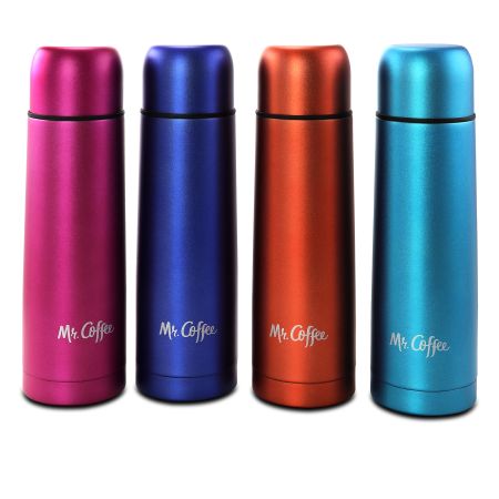 Mr. Coffee Luster Javelin 4 Piece 16 Ounce Stainless Steel Thermal Travel Bottle Set in Assorted Colors